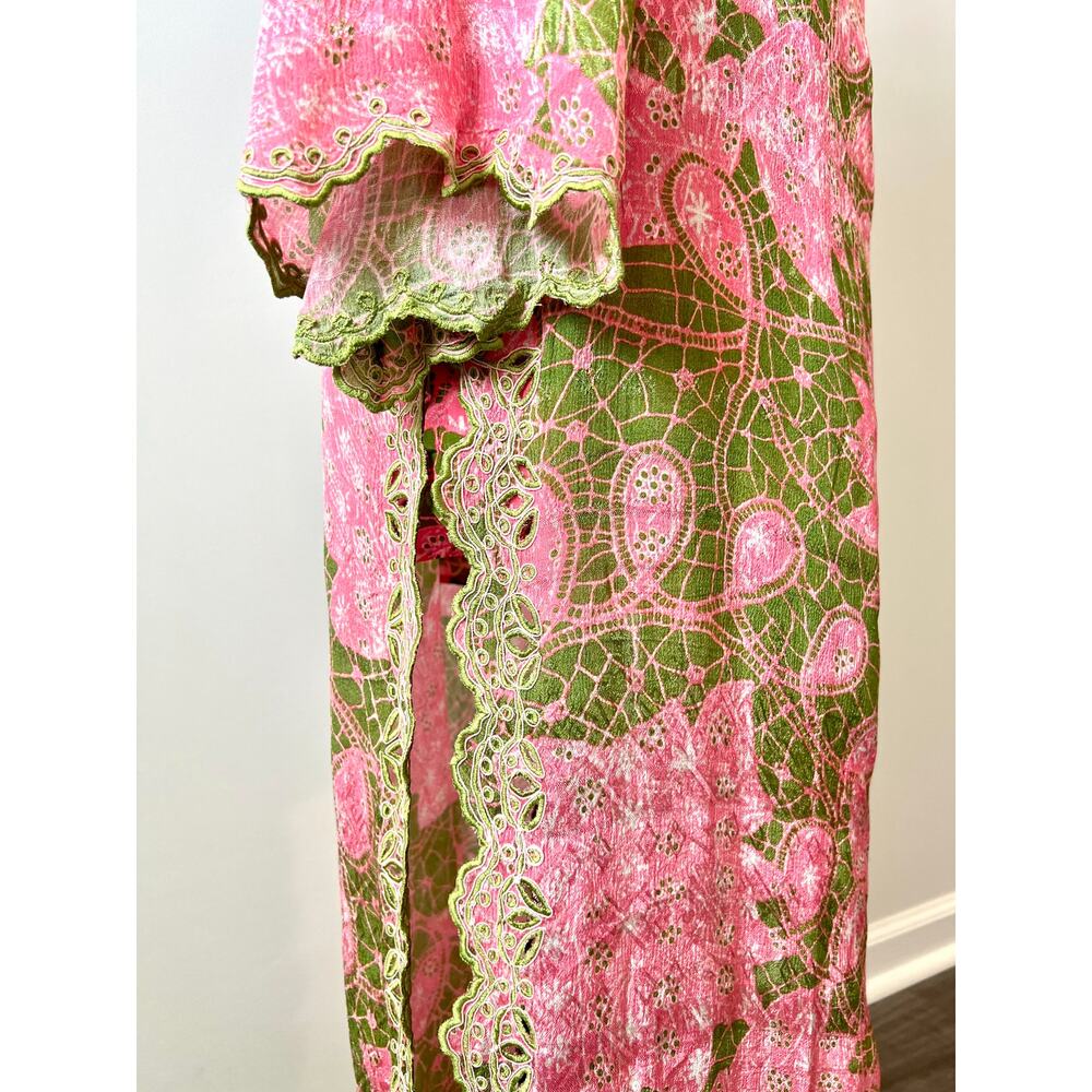 Hemant and Nandita Pakhi Kaftan Dress with Slip Lining Size XL Floral Side Slit - Picture 7 of 7